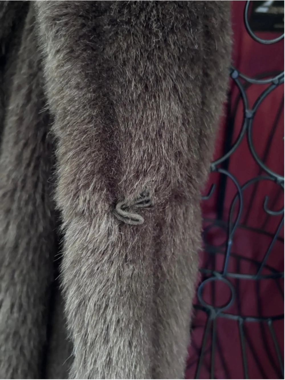 Vintage American Signature Brown Faux Fur Full Coat Jacket Mob Wife size medium